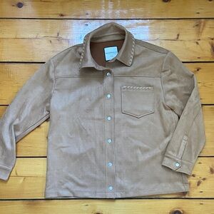 Bagatelle Collection Faux Suede Camel Shacket Jacket Size Large